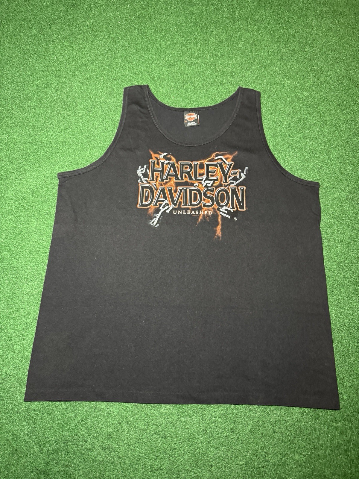 Harley Davidson Unleashed Tank Top Vintage 90s Sleeveless Biker Shirt Grunge gallery
