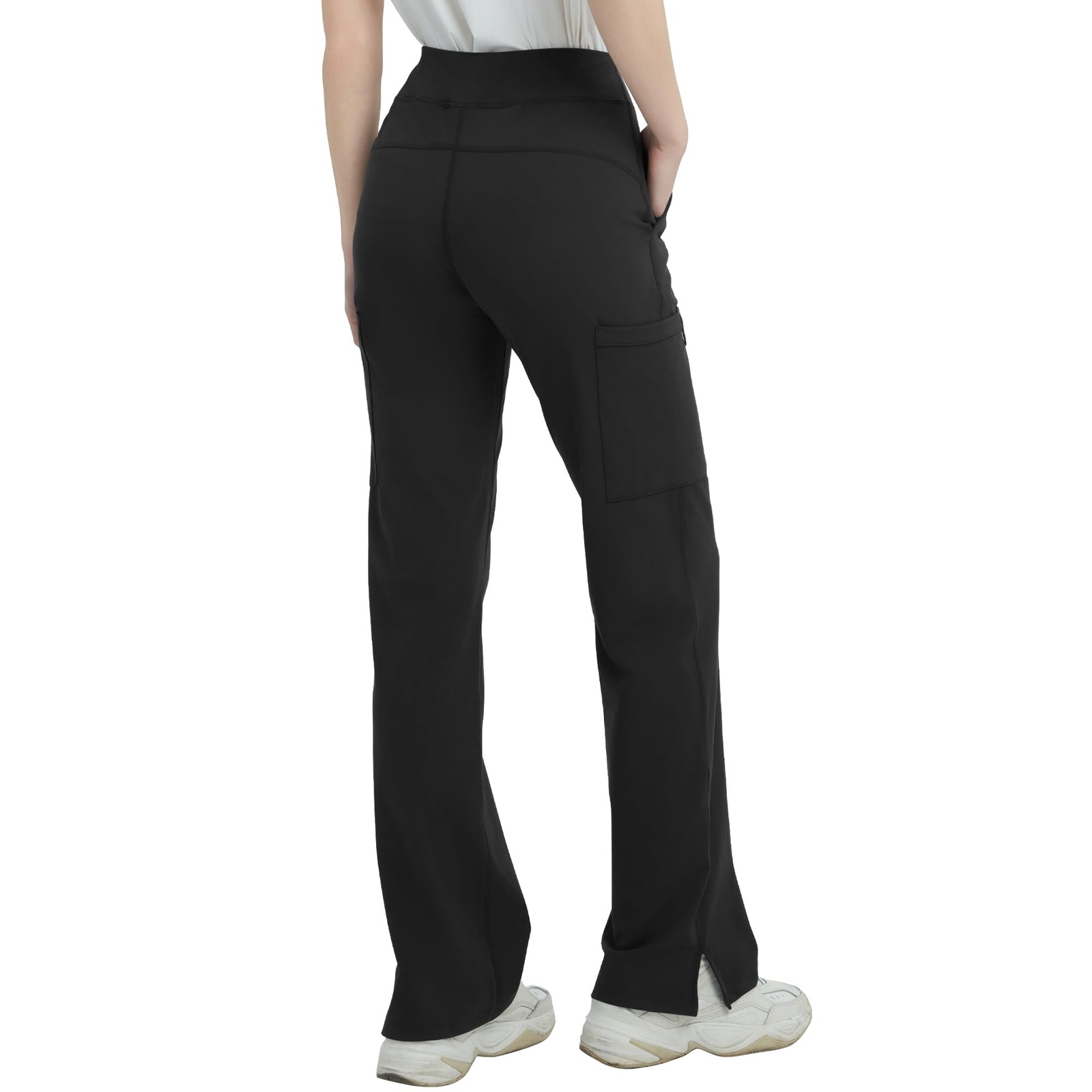 High Rise Yoga Scrub Pants Women - Straight Wide Leg Uniform Pants with Cargo... gallery