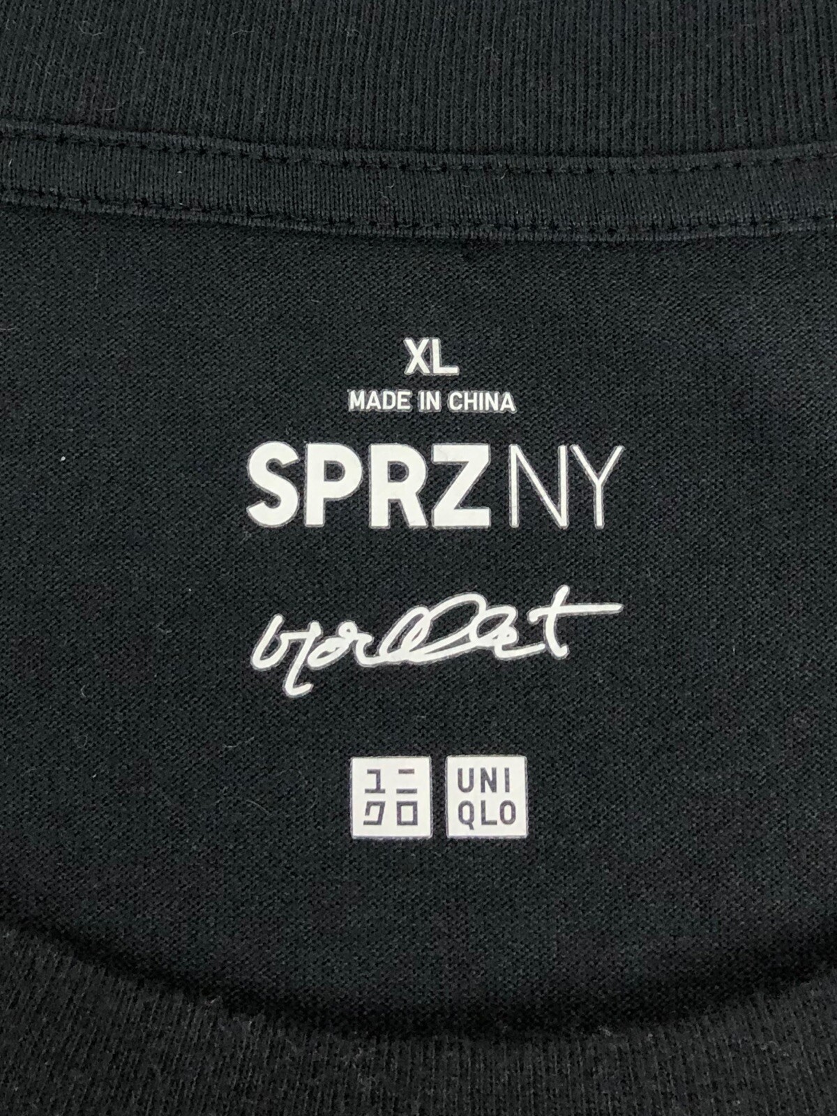 UNIQLO SPRZ NY Short Sleeve Mens Tee Shirt Black XL 100% Cotton Morellet Artist gallery