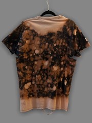 Black Brown Tan Bleached Distressed Short Sleeve T Shirt Top Unisex US Size L