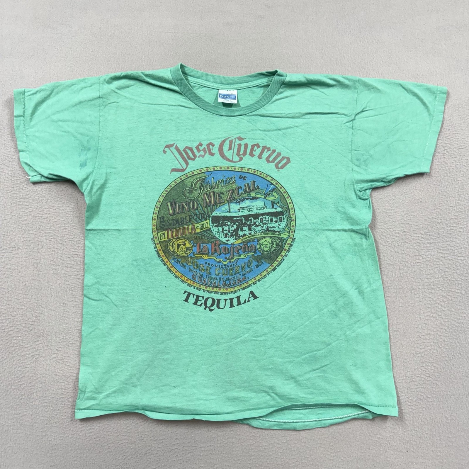 Vintage Jose Cuervo Shirt Mens Large Green Tequila Label Graphic Tee 80s gallery