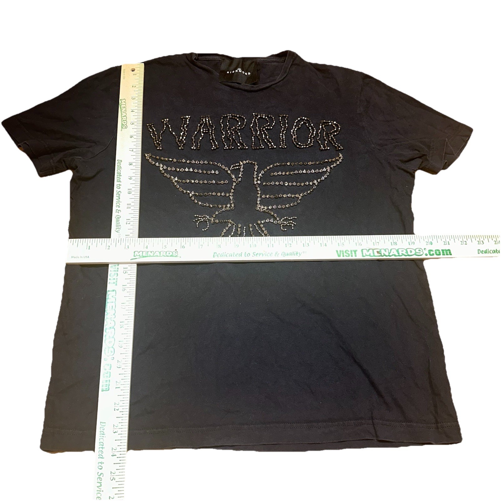 Vintage 90’s John Richmond Studded Beaded Warrior Black T-shirt Men’s Large gallery