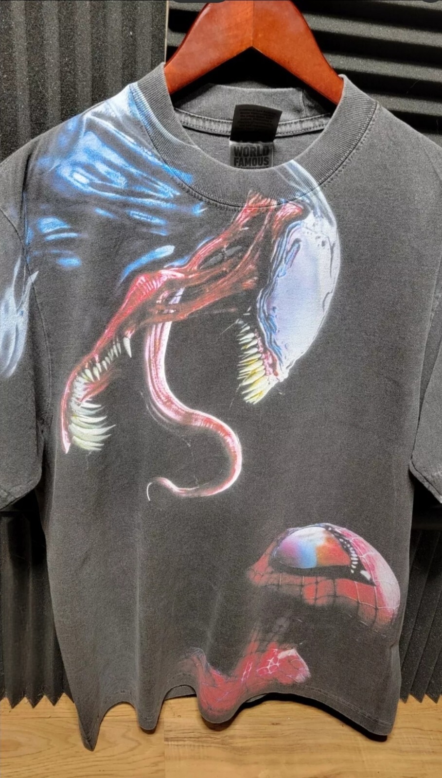 VENOM VS SPIDERMAN ON A SHAKA HEAVYWEIGHT GARMET DYED T SHIRT "MODERN" gallery