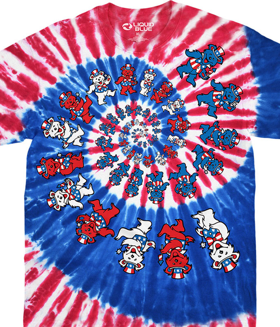 GRATEFUL DEAD-SPIRAL PATRIOTIC BEARS-TIE DYE T-SHIRT S-M-L-XL-2X Garcia,Wier gallery