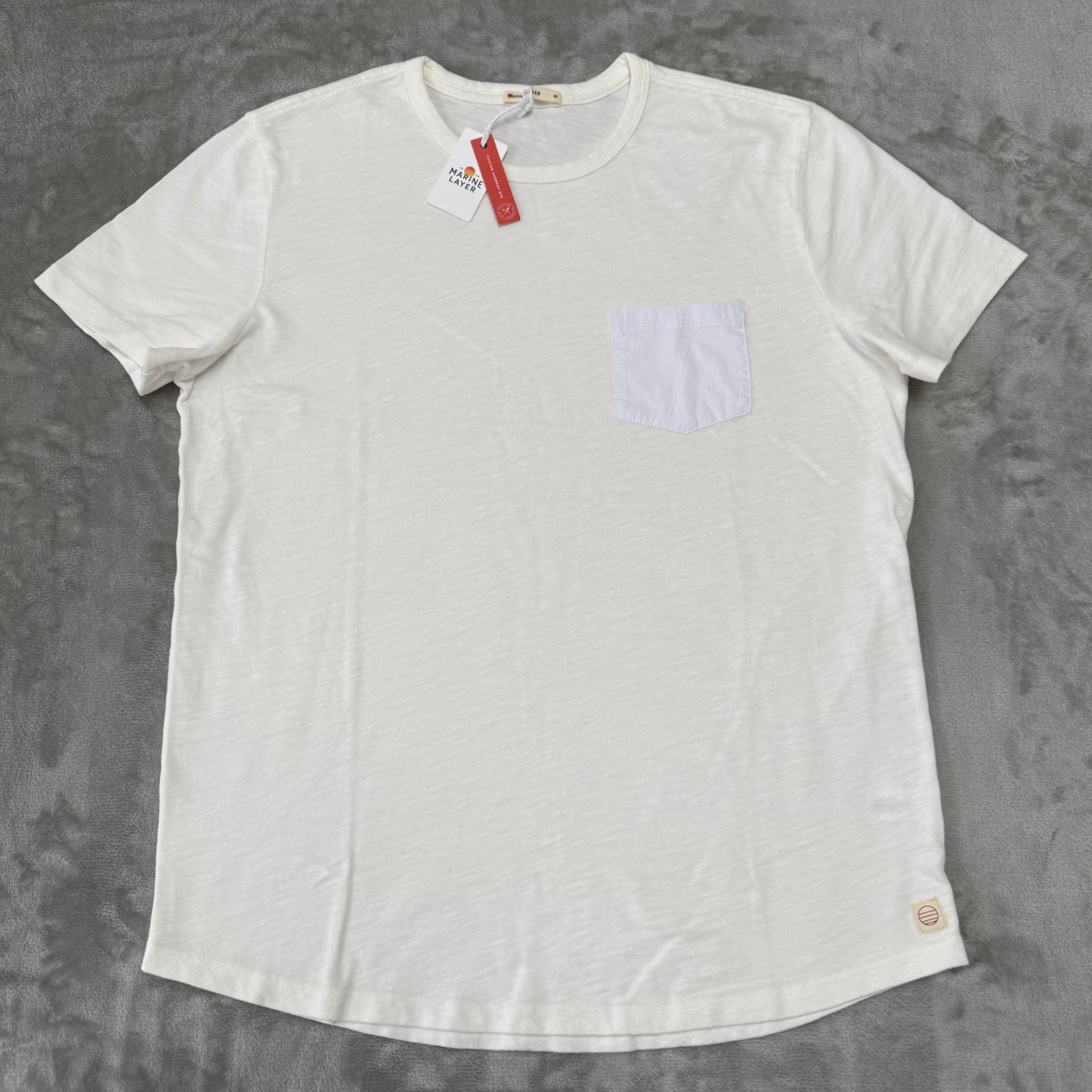 Marine Layer Heavy Slub Pocket Tee T-Shirt Mens Medium Antique Cream New NWT gallery