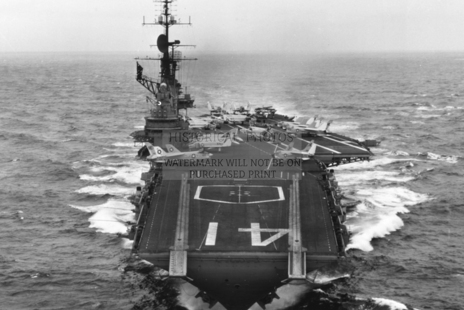 USS MIDWAY AIRCRAFT CARRIER WITH F-4 PHANTOM II 1963 4X6 PHOTO