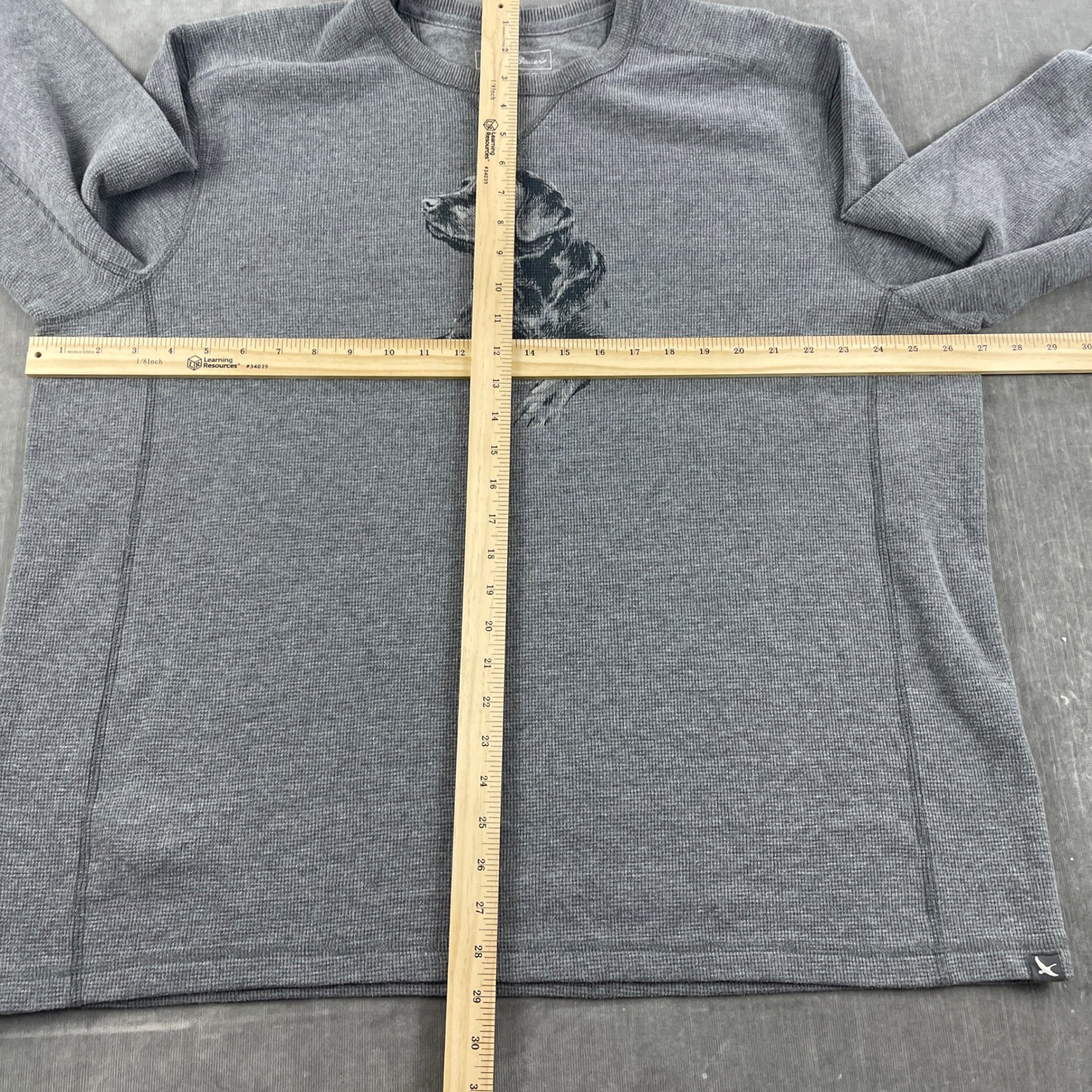 Eddie Bauer Mens 2XL Gray Thermal Shirt Black Lab Graphic Waffle Knit Pullover gallery