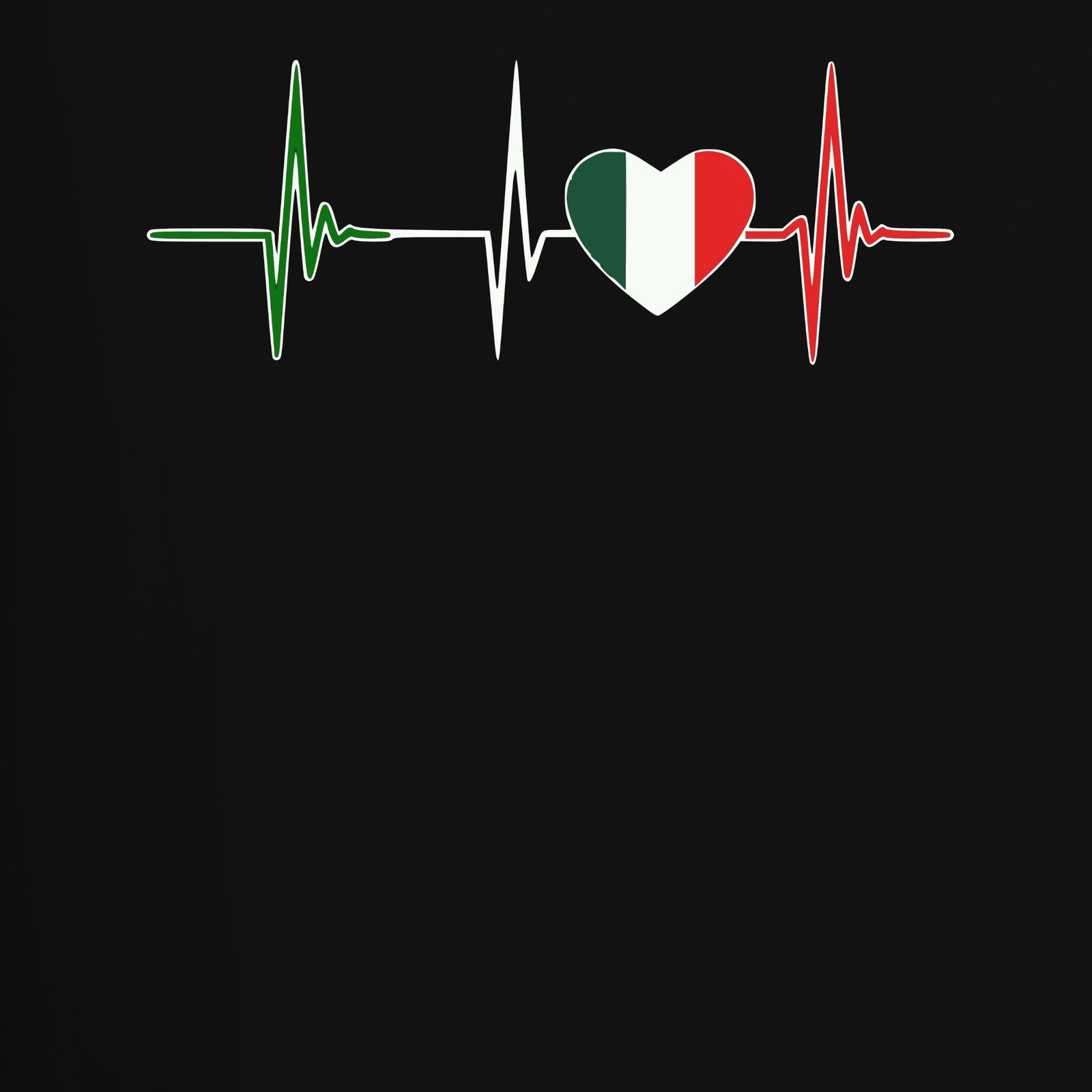 Italy Heartbeat ECG Heart with Italy Flag Love Fan Cupid Men's T-Shirt gallery