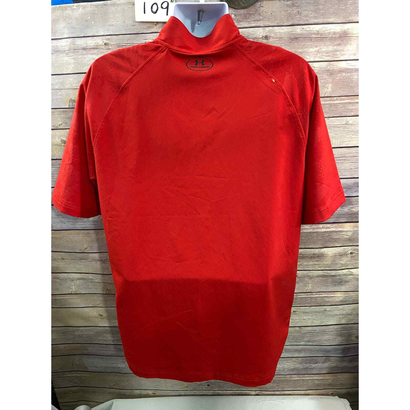 Under Armour XL Mens Loose Fit Red 1/4 Zip Utility Short Sleeve Pullover Jacket gallery