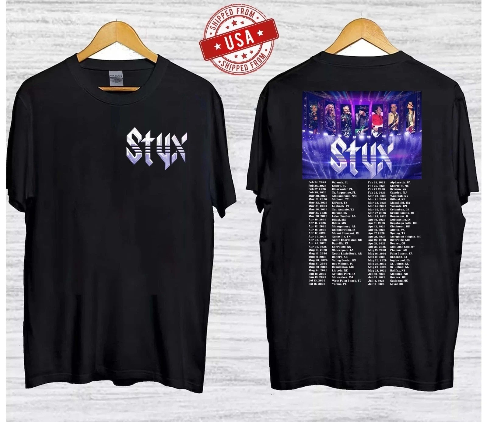 STYX 2026 Tour Dates Double Sided T-Shirt, FAST SHIP