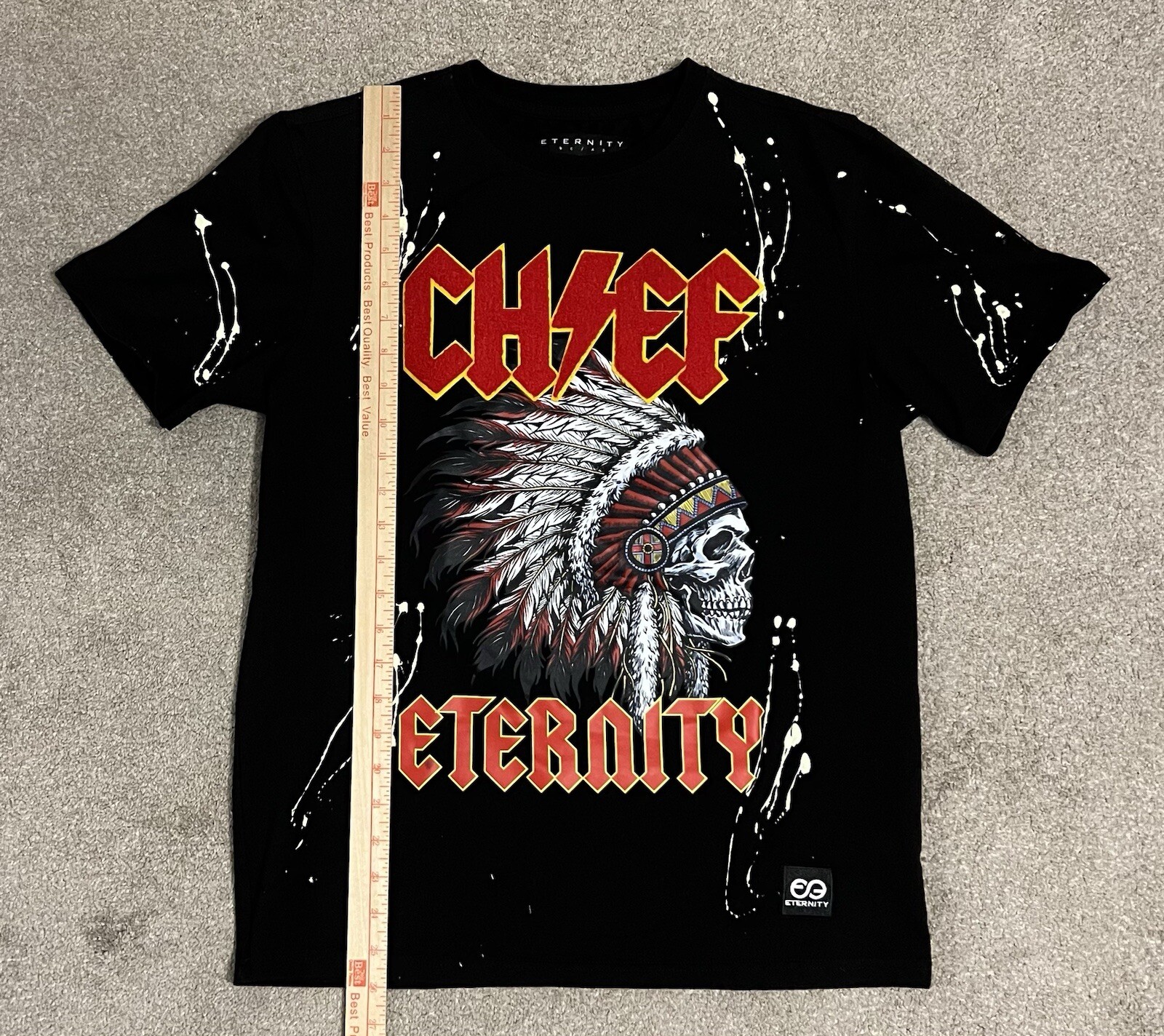 Eternity BC/AD Men's Medium Indian Chief GRAPHIC Design Paint Splatter T-SHIRT gallery