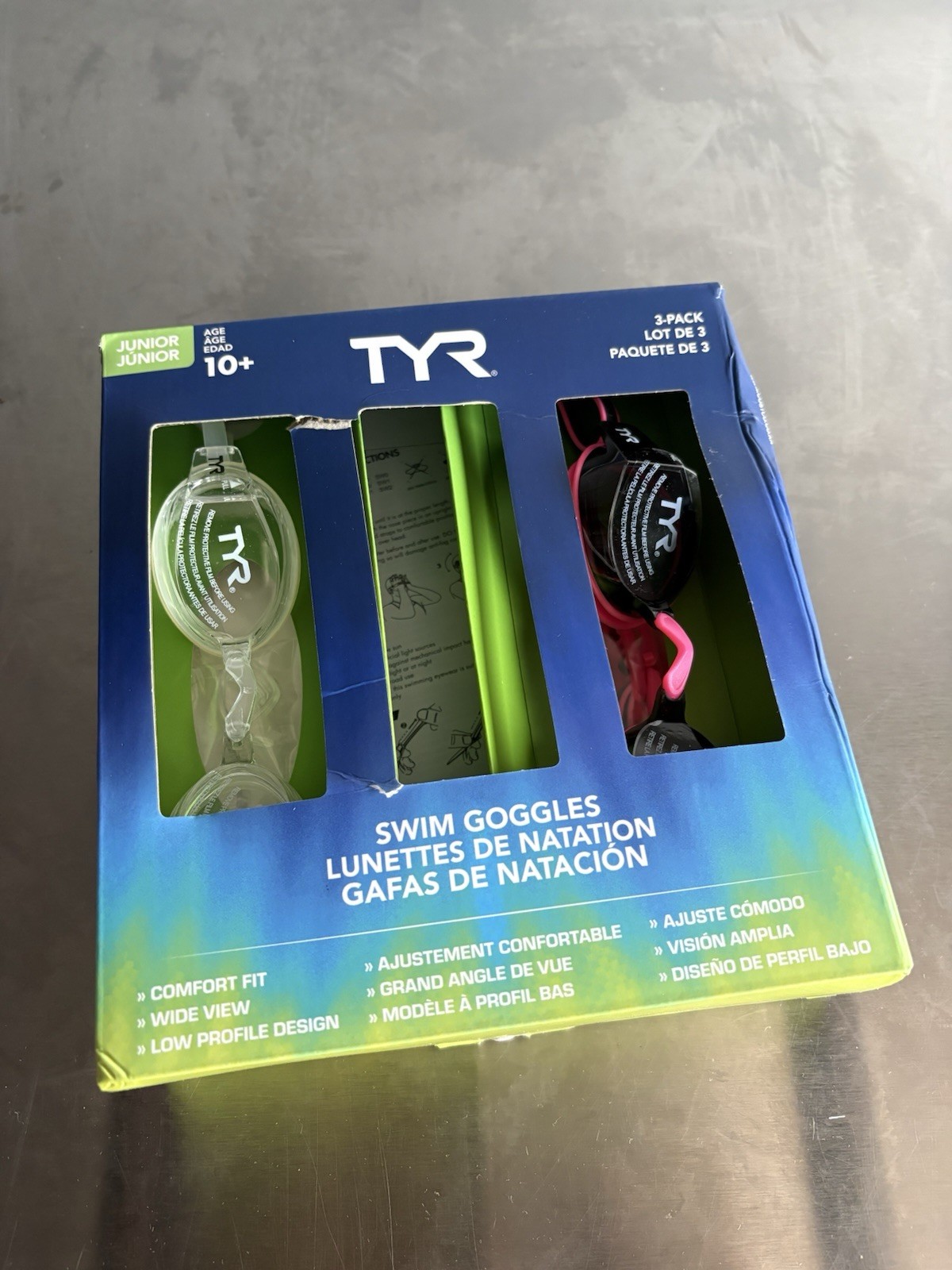 TYR Junior Swim Goggles 2-Pack (Ages 10+) - UV Protection Anti-Fog (Black/Clear) gallery