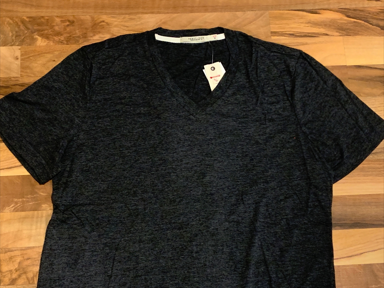 ABBOT & MAIN (Sz M or L) Men's Basic V-Neck Tee T-Shirt Tri Blend Casual, Gray C gallery