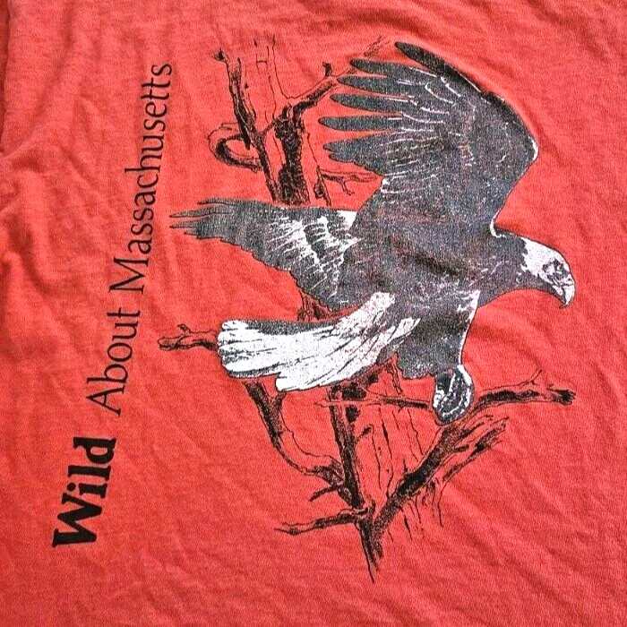 Vintage Massachusetts Audubon Society Eagle T-Shirt 80s 90s Single Stitch Red