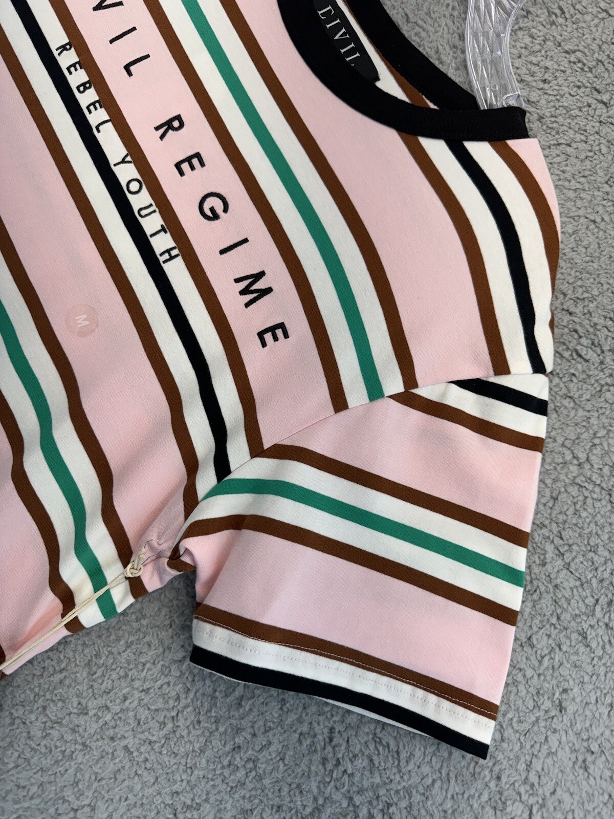 Civil Regime Striped T-Shirt Pink Men’s Sz M Trendy Crew Neck Streetwear New gallery
