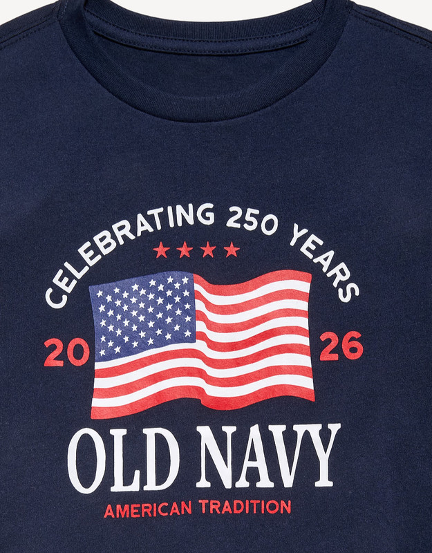 Old  Navy / AUTHENTIC 2026 Flag Graphic T-Shirt / 4th of July 250 Years / Navy M