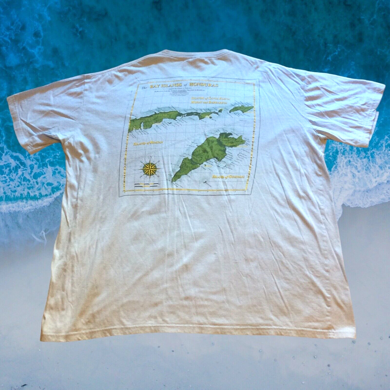 Maknudo Bay Islands Honduras Map Light Blue 3XL T Shirt Vacation Beach Sea Ocean gallery
