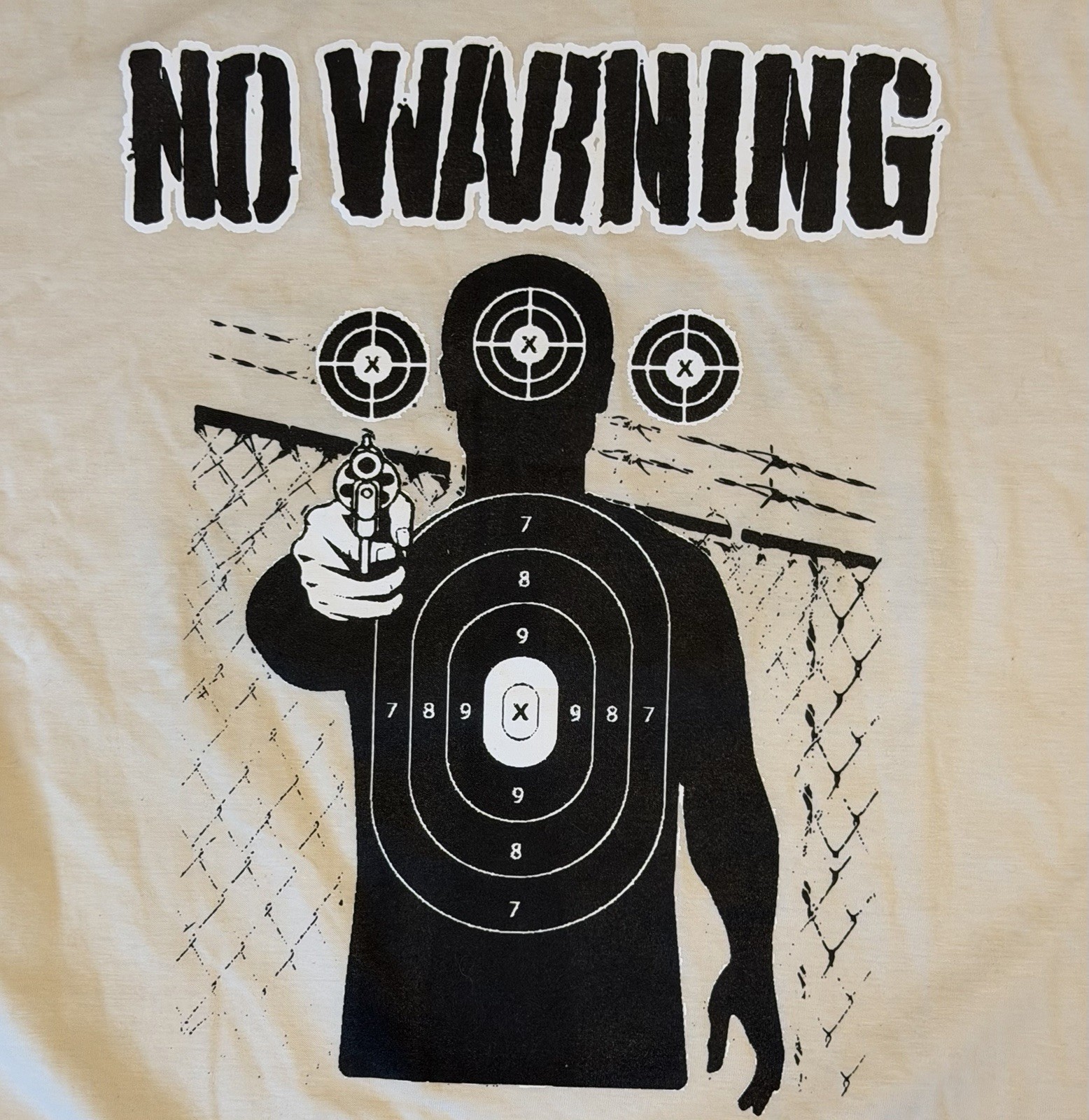 NO WARNING NEVER FORGET NEVER FORGIVE EURO SHIRT LARGE NATURAL HARDCORE FREE S/H
