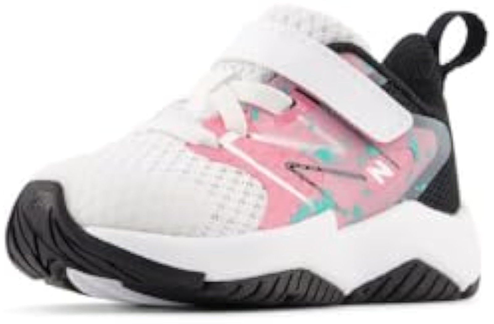 New Balance Rave Run V2 Bungee Lace with Top Strap Shoe, White/Real Pink/Black, gallery