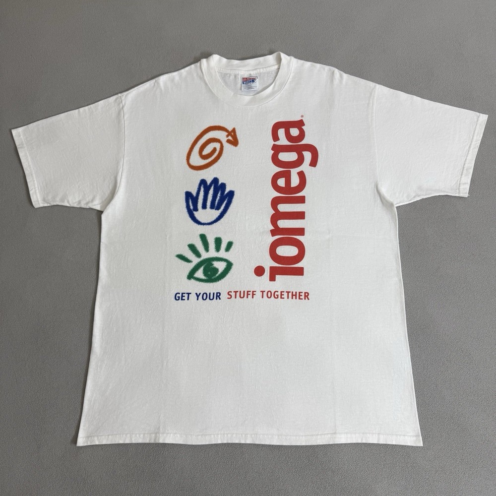Vintage Iomega Storage Zip Drive Floppy Disk Art T-shirt XL Computer Tech 90s