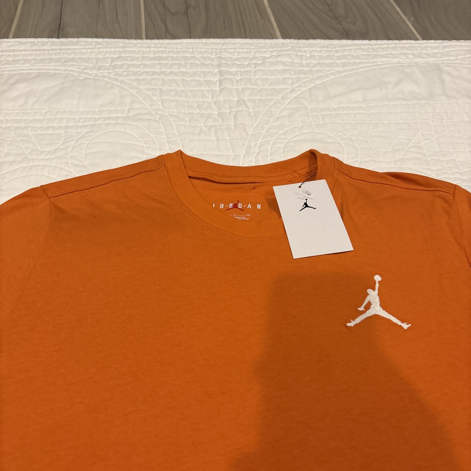 Jordan Large Jumpman Embroidered T-Shirt DC7485-805 Gym Orange/White NWT