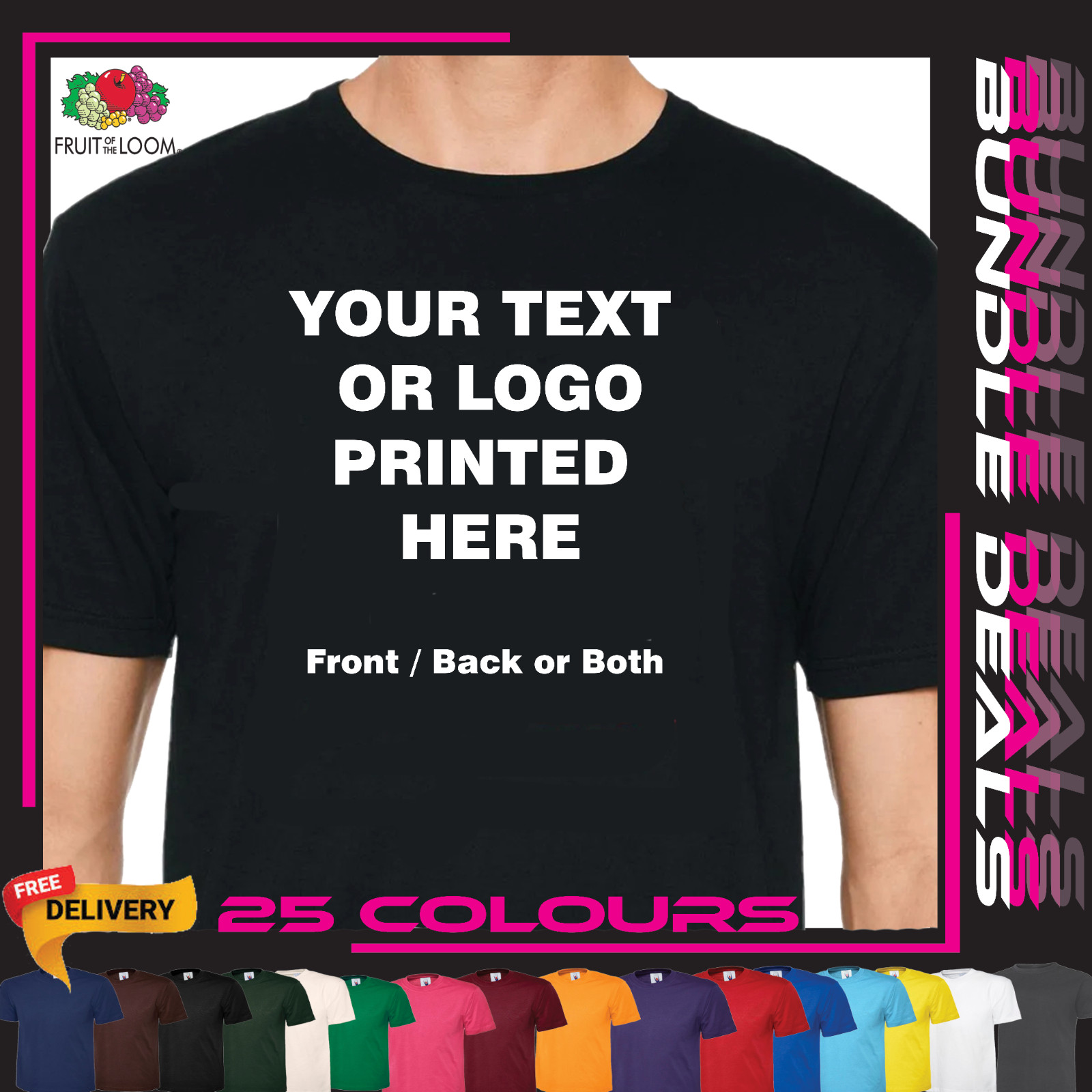 Personalised T-Shirt Custom Printed T-Shirt Logo Text Printed Unisex Work Party