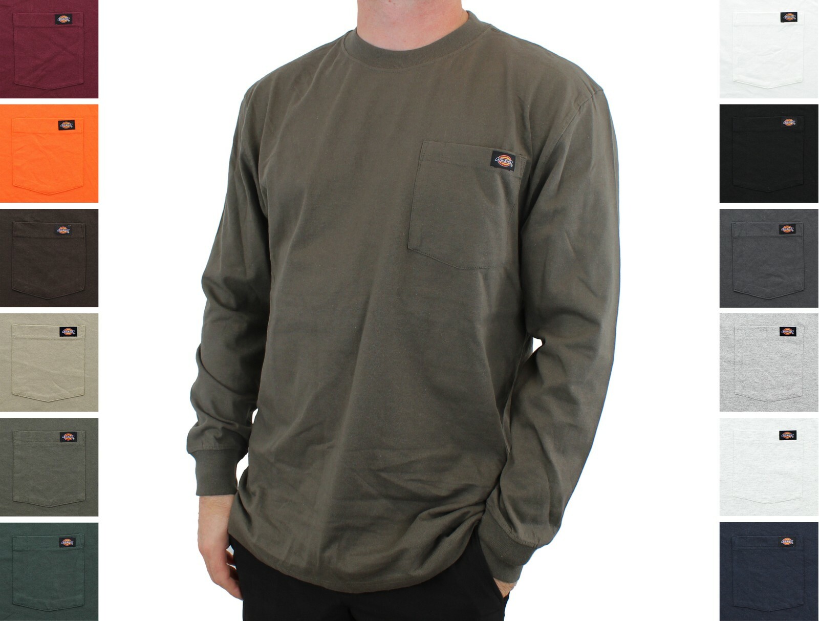 Dickies' Men's T-Shirt Crew Neck Long Sleeve Heavyweight Jersey with Pocket gallery