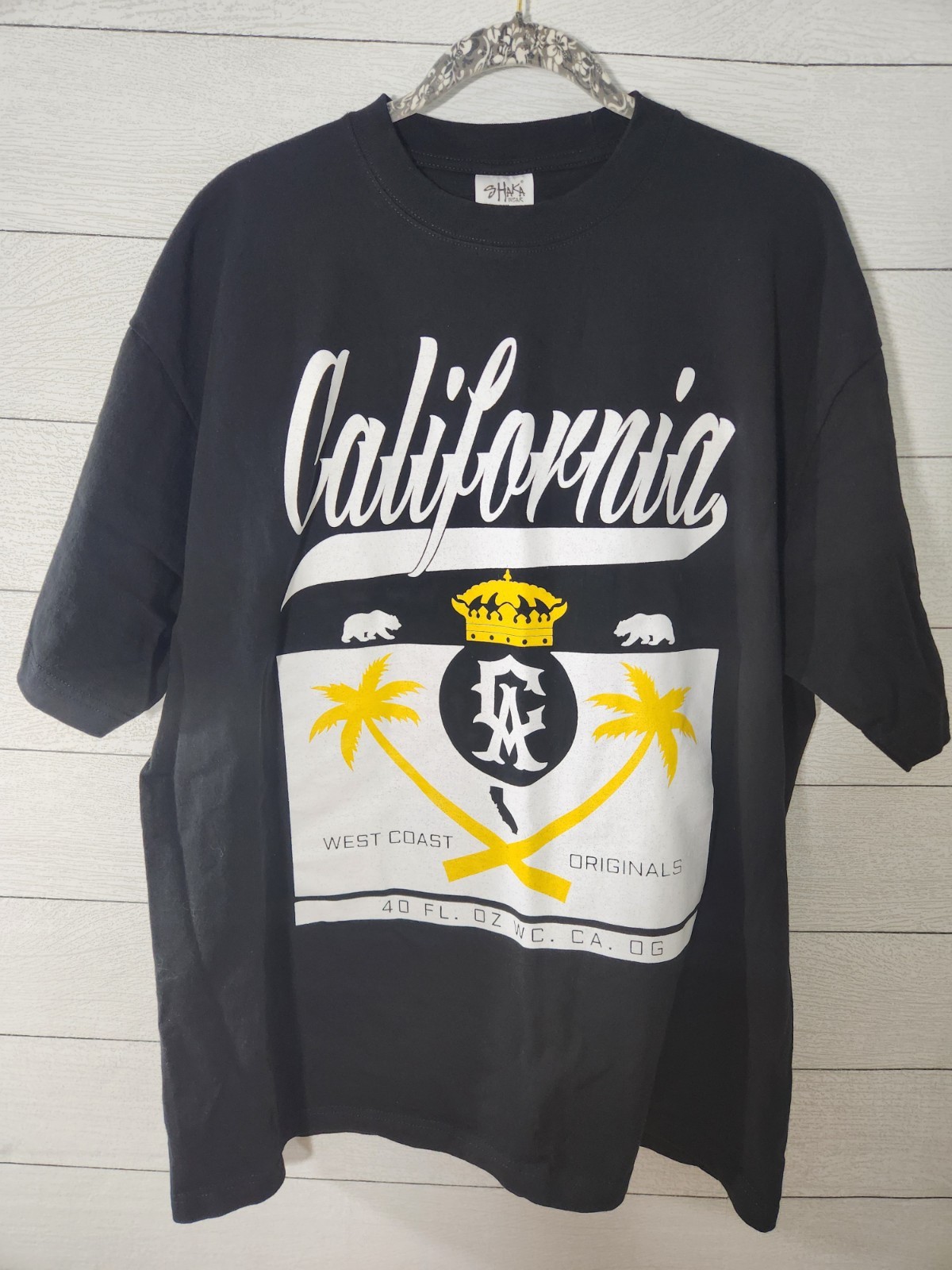 Shakawear T- shirt Mens 2XL Super Max Heavy Black California West Coast Original