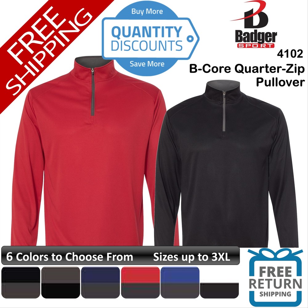 🔥 Badger Men B-core Quarter-zip Pullover Shirt Poly Sport Up To 3XL 4102