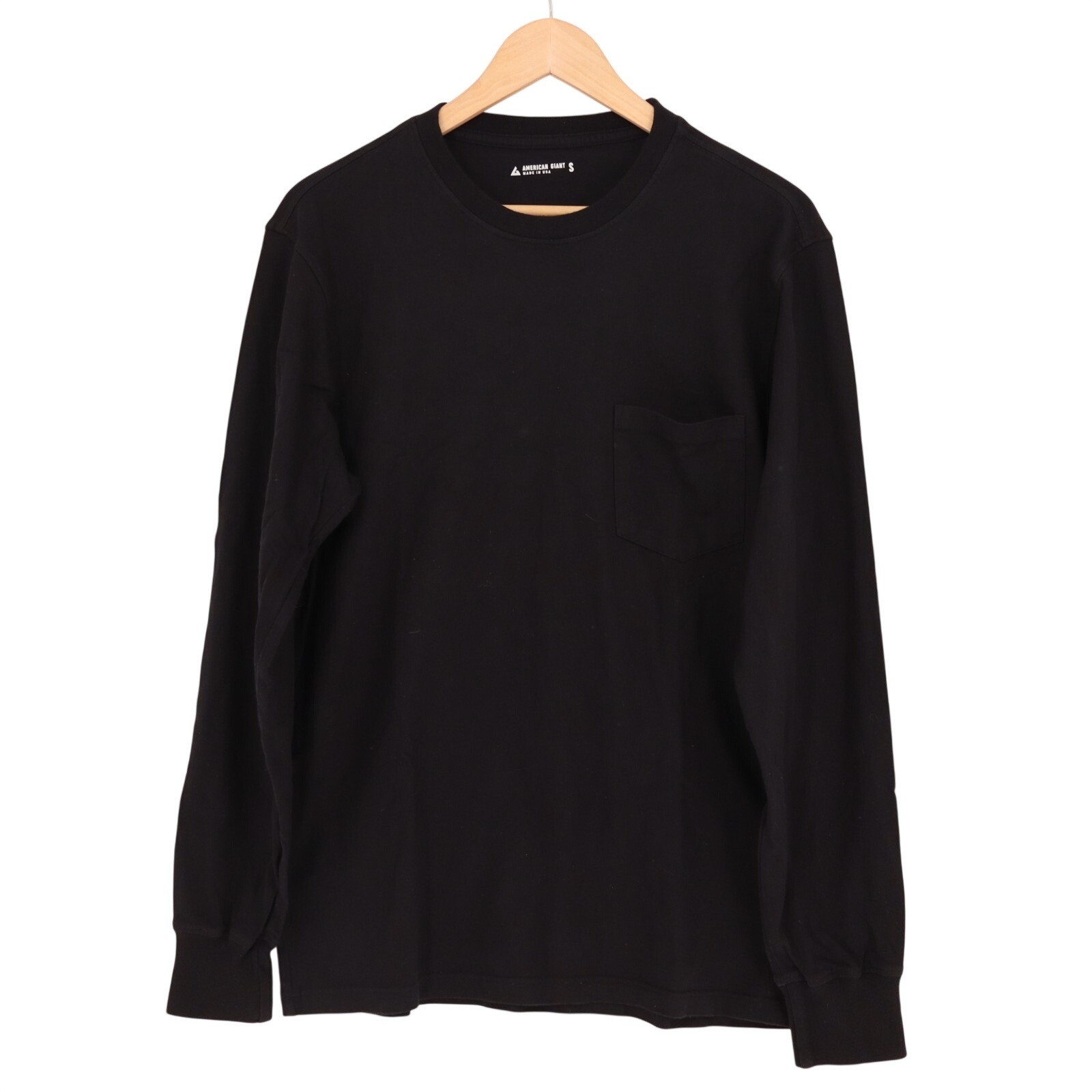 American Giant Pocket Tee Shirt Mens Small Black Cotton Ribbed Cuffs Crew Neck gallery