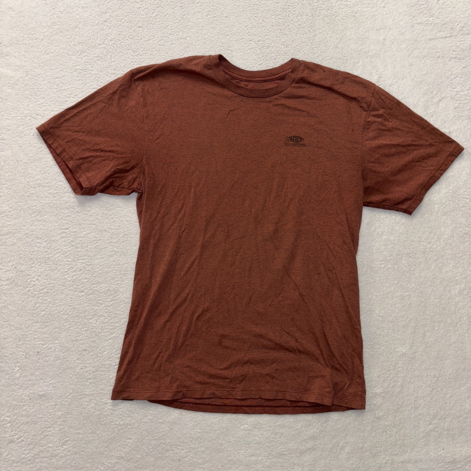 AFTCO Shirt Mens Large Rustic Orange Fishing Mountain Graphic Outdoors READ gallery