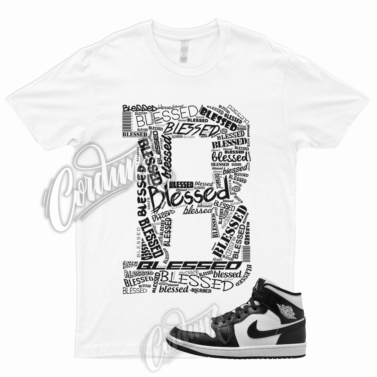 BLESSED T Shirt to Match 1 Mid Panda Black White High Mid Low Retro Next Nature gallery
