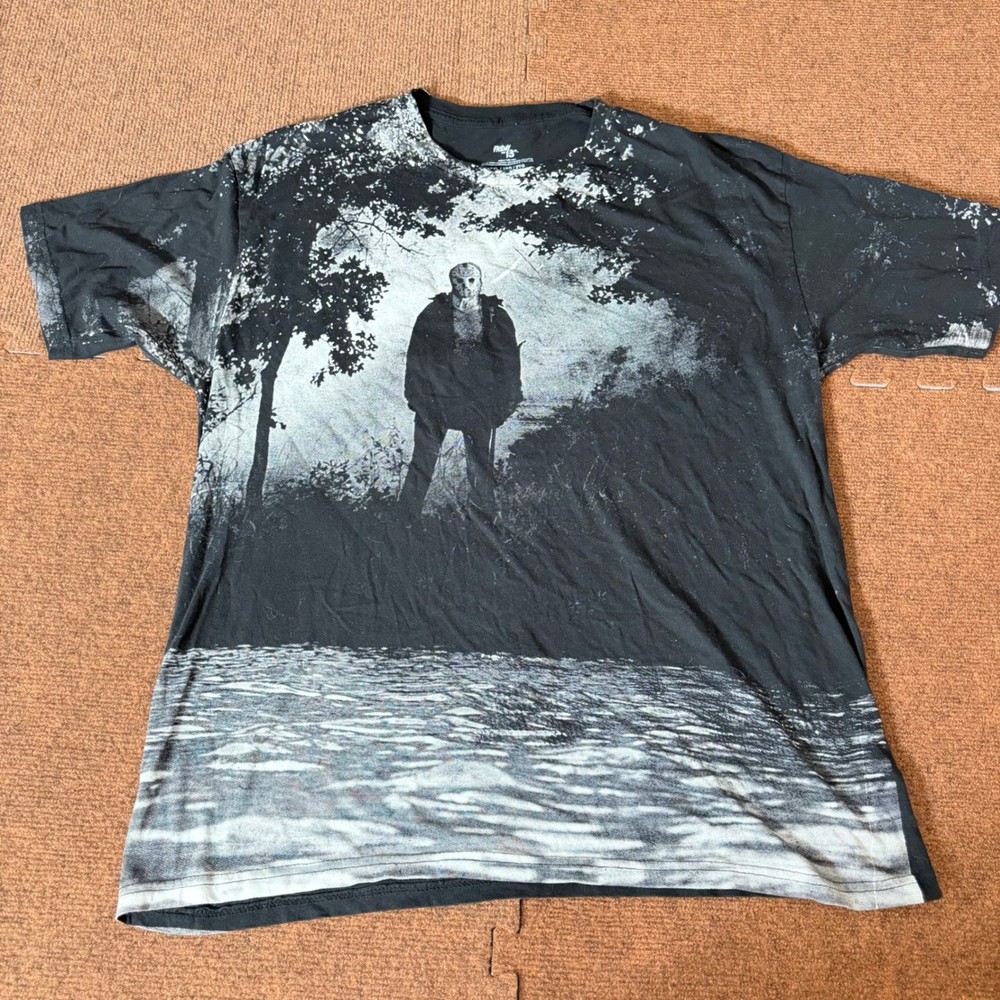 Friday the 13th Jason Voorhees All Over Print Shirt Mens 2XL Black Horror Movie