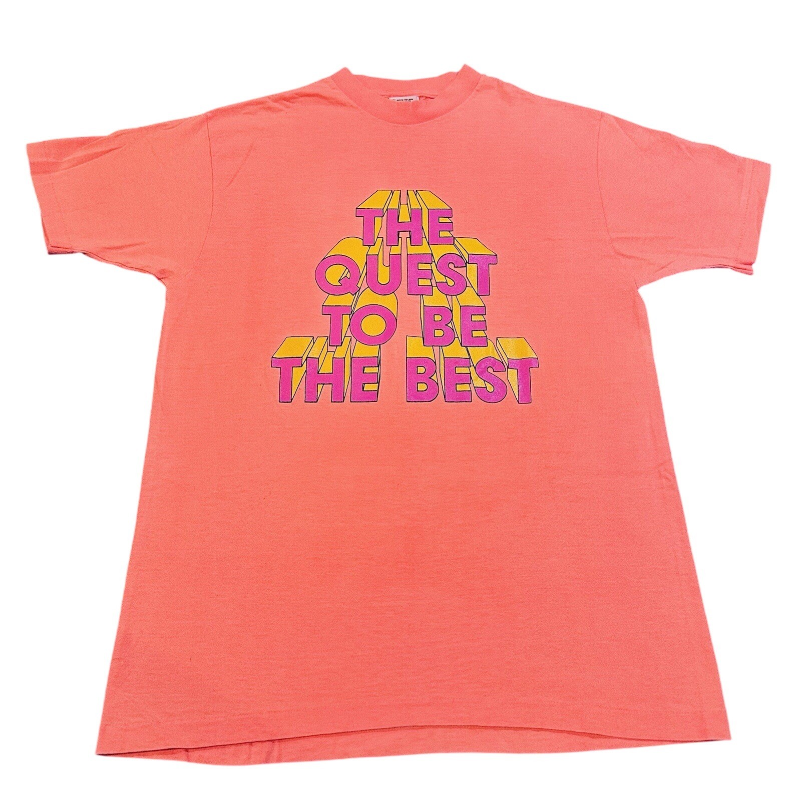 Vintage 1990s The Quest To Be The Best Bright Neon Orange T-Shirt Size Large gallery