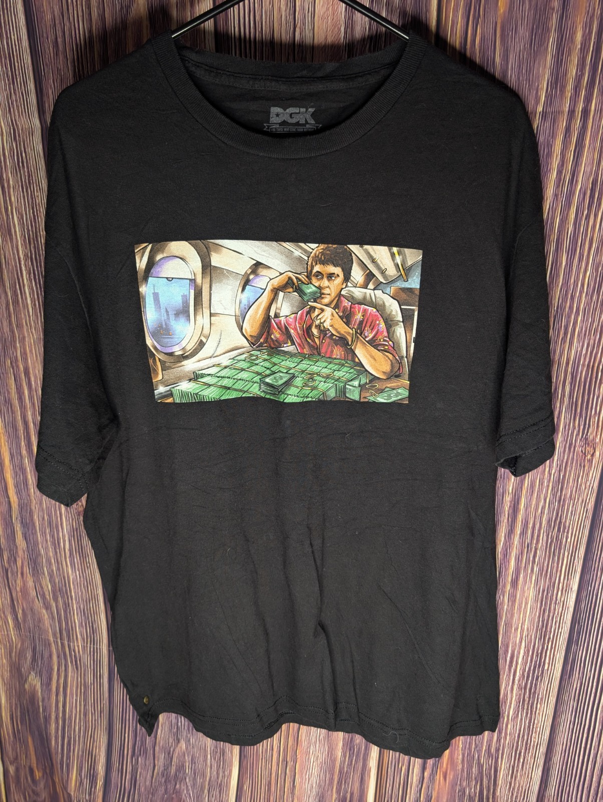 DGK Scarface Graphic T-Shirt Adult Large Black Tony Montana Retro Mobster gallery