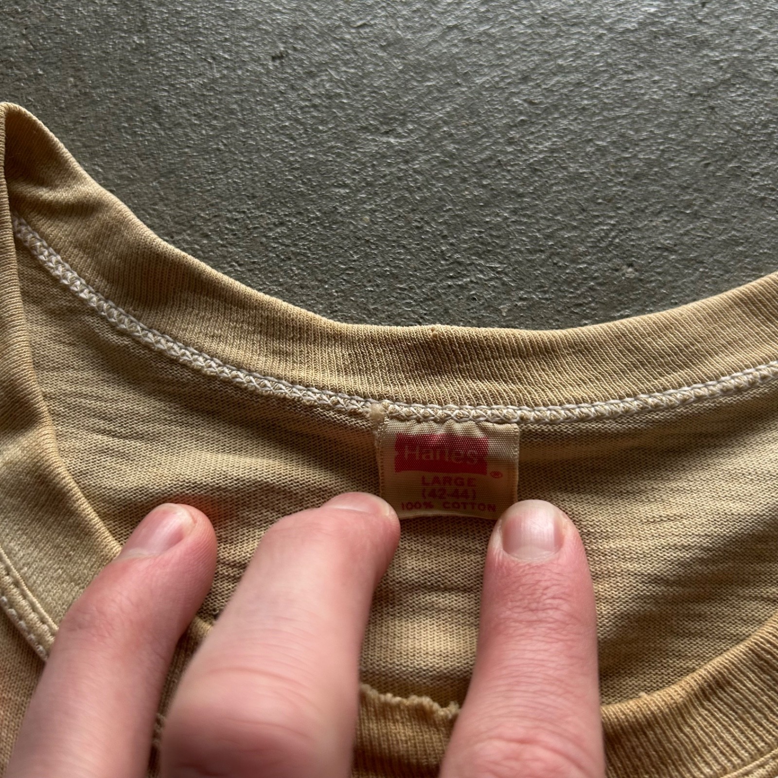 Vintage 50s Hanes Thrashed Shirt Size Large White Stained Distressed 100% Cotton gallery