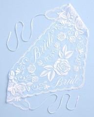 , Bride Lace Headscarf – White Embroidered Tulle Head Scarf | Bachelorette Pa…