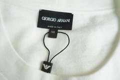 Giorgio Armani Black Label White Red Logo THICK Cotton Blend T Shirt Sz 58 NEW