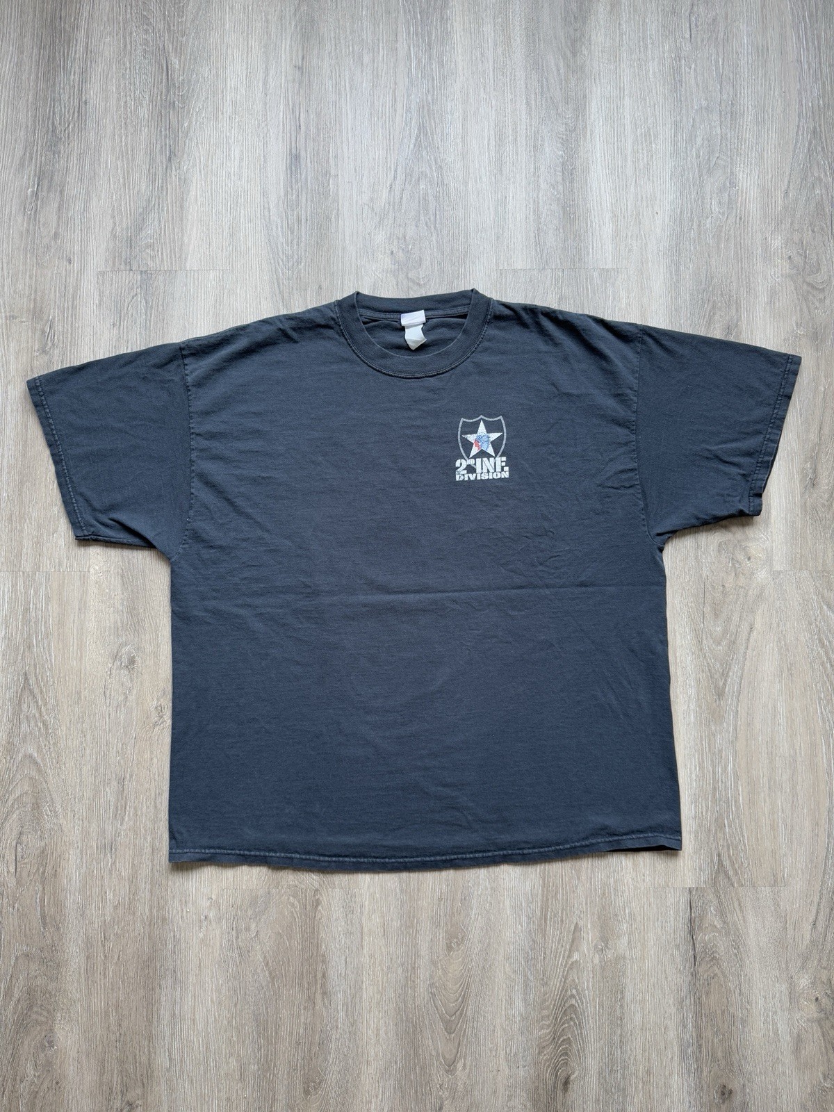 Vintage Y2K Second Infantry US Army Skill Flame Second To None Black 2XL Rare T gallery