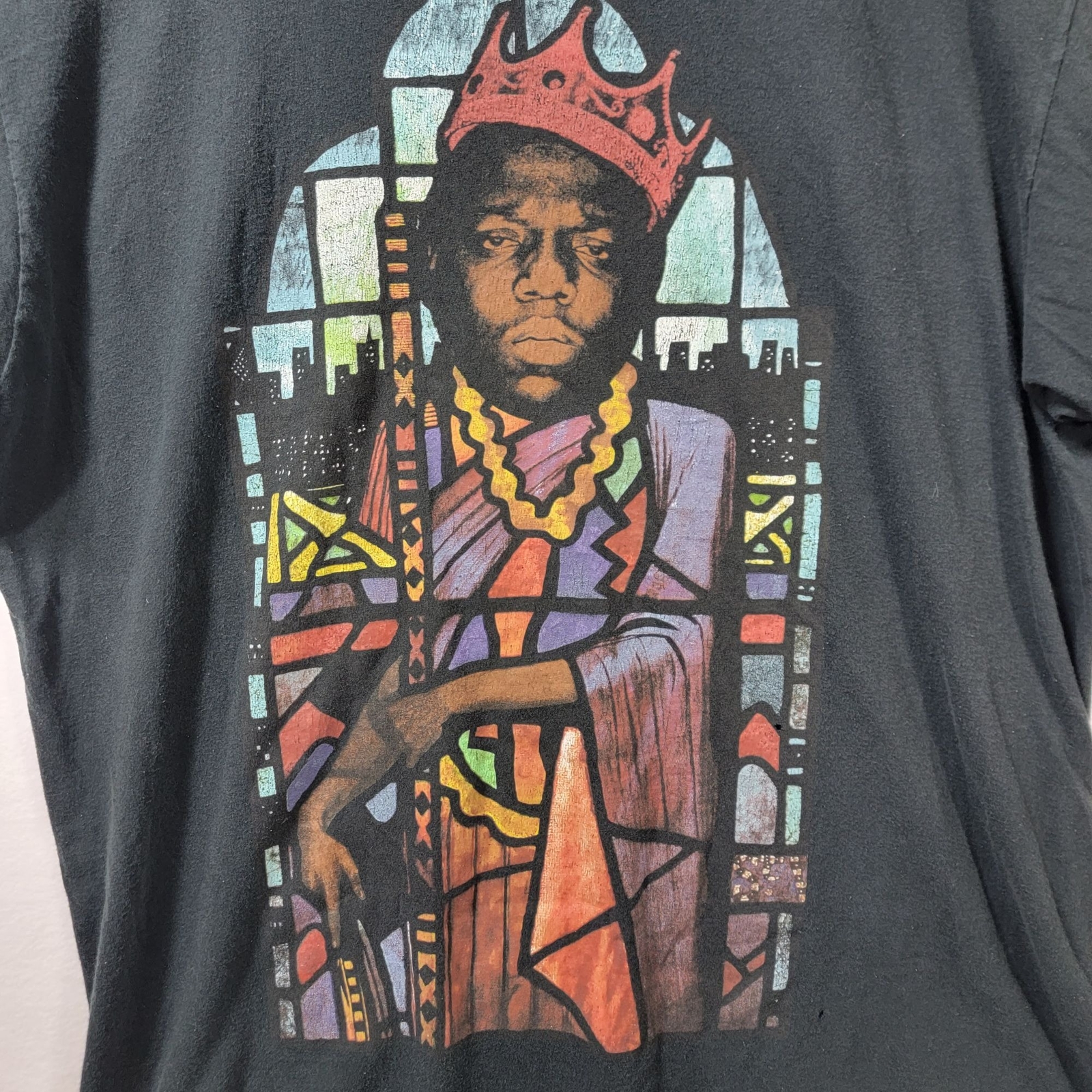 Biggie Smalls Stained Glass Graphic Hip-Hop Rap Grunge T-Shirt L/XL VTG Style gallery