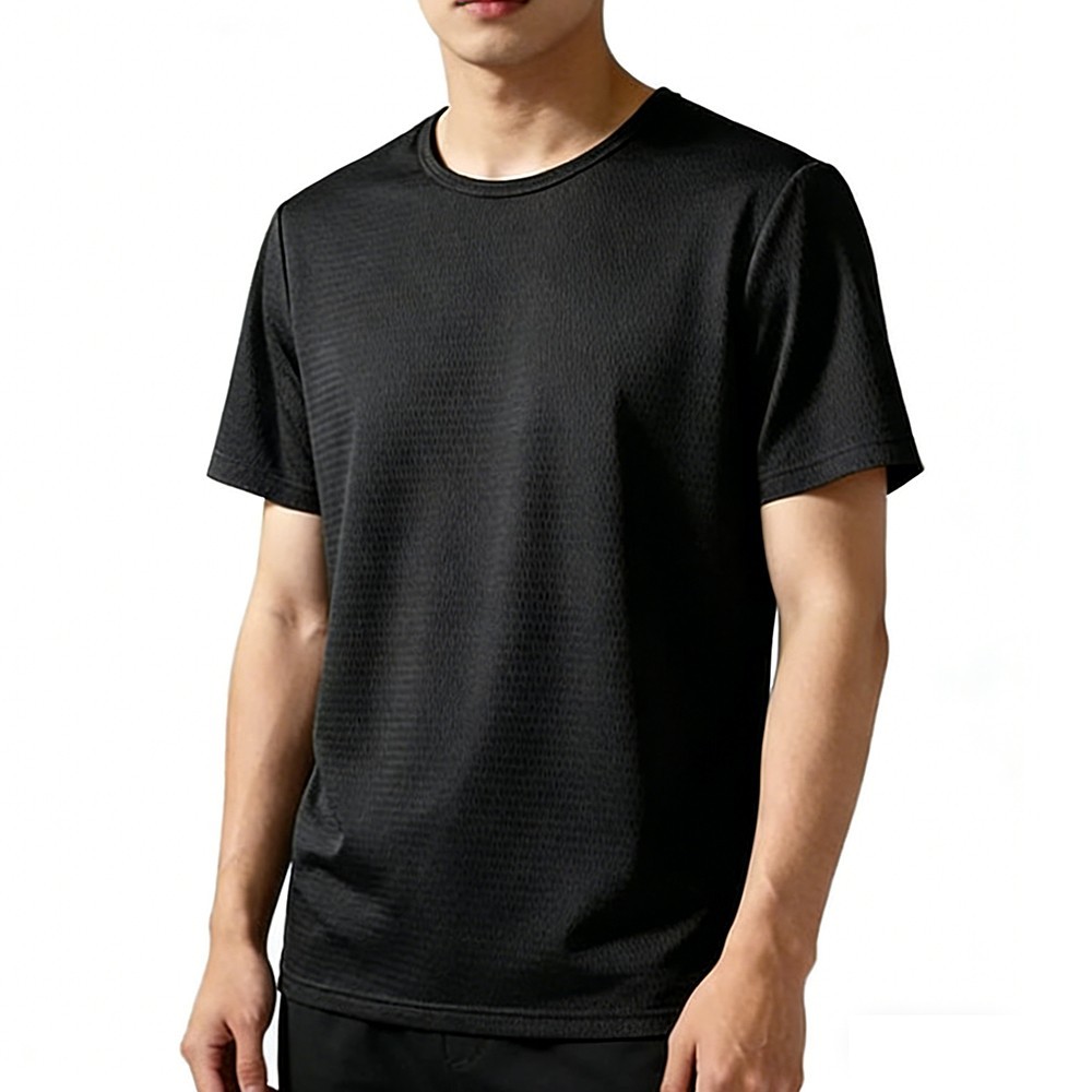 Ice Silk Men's Short Sleeve Top Pure Color Regular Fit for All Activities gallery