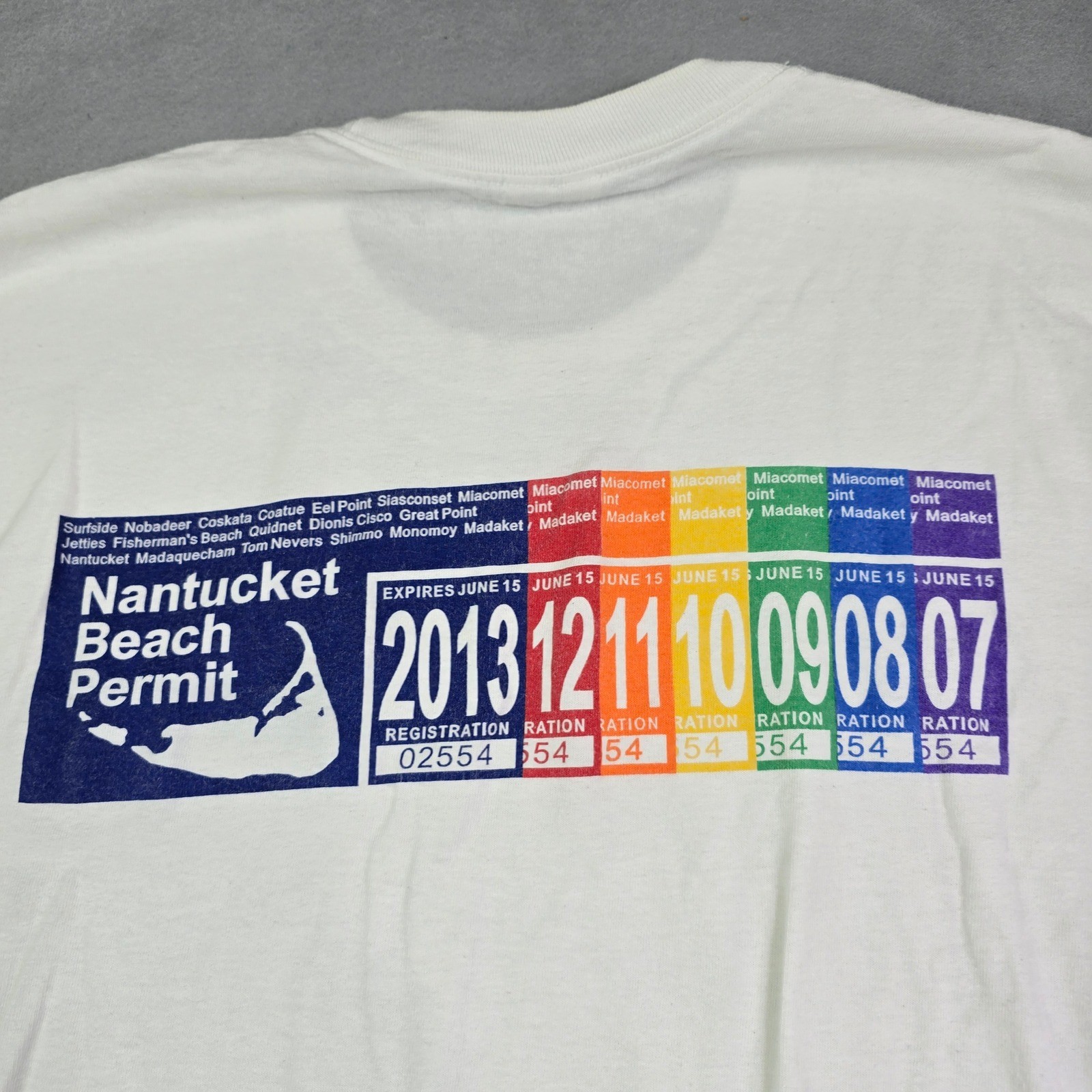 Nantucket Beach Permit Shirt Lot 2 Men L Blue White Coastal Nautical 2013 & 19 gallery