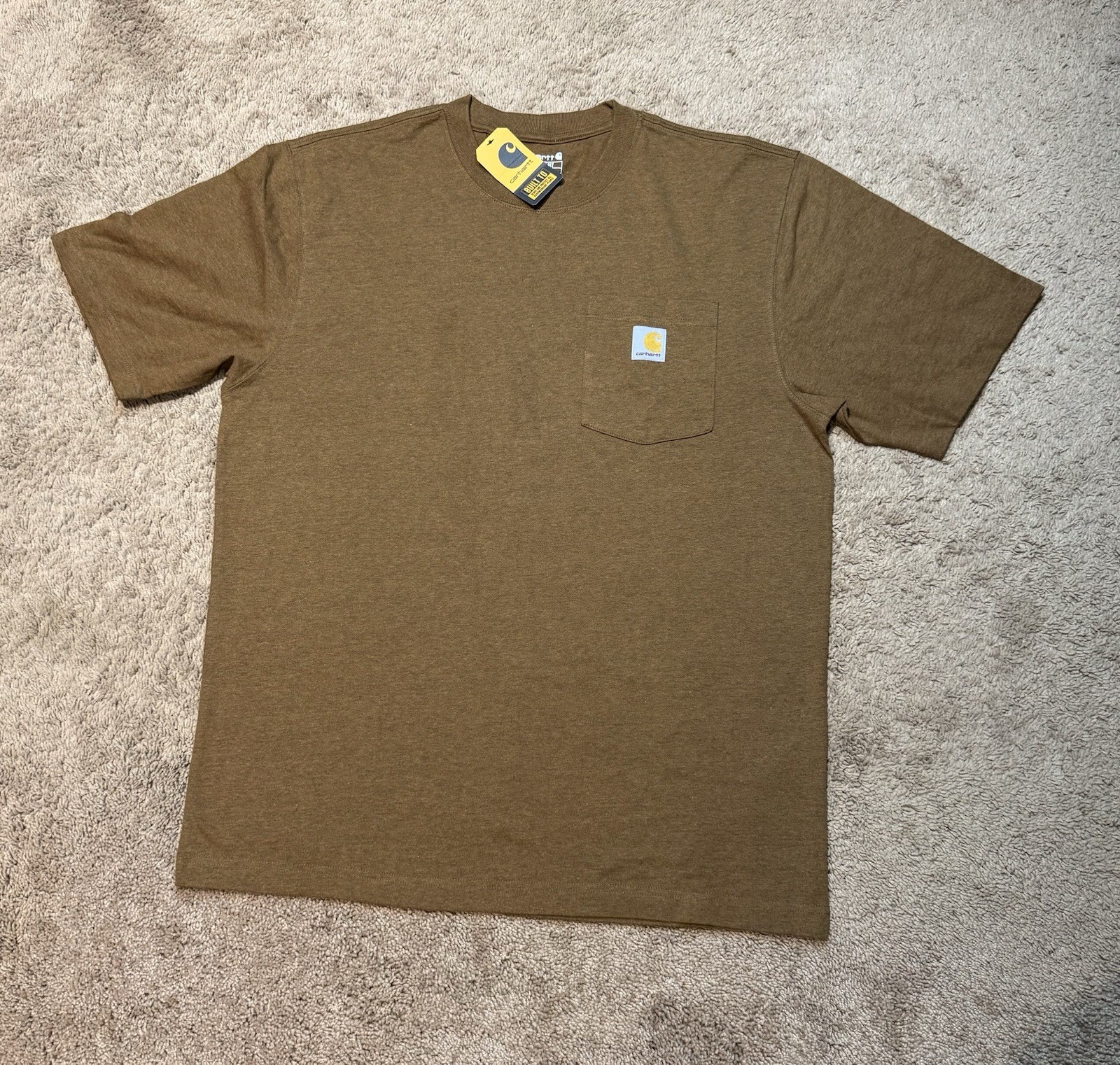 Carhartt Shirt Mens M Brown Loose Fit Heavyweight Pocket Short Sleeve – B