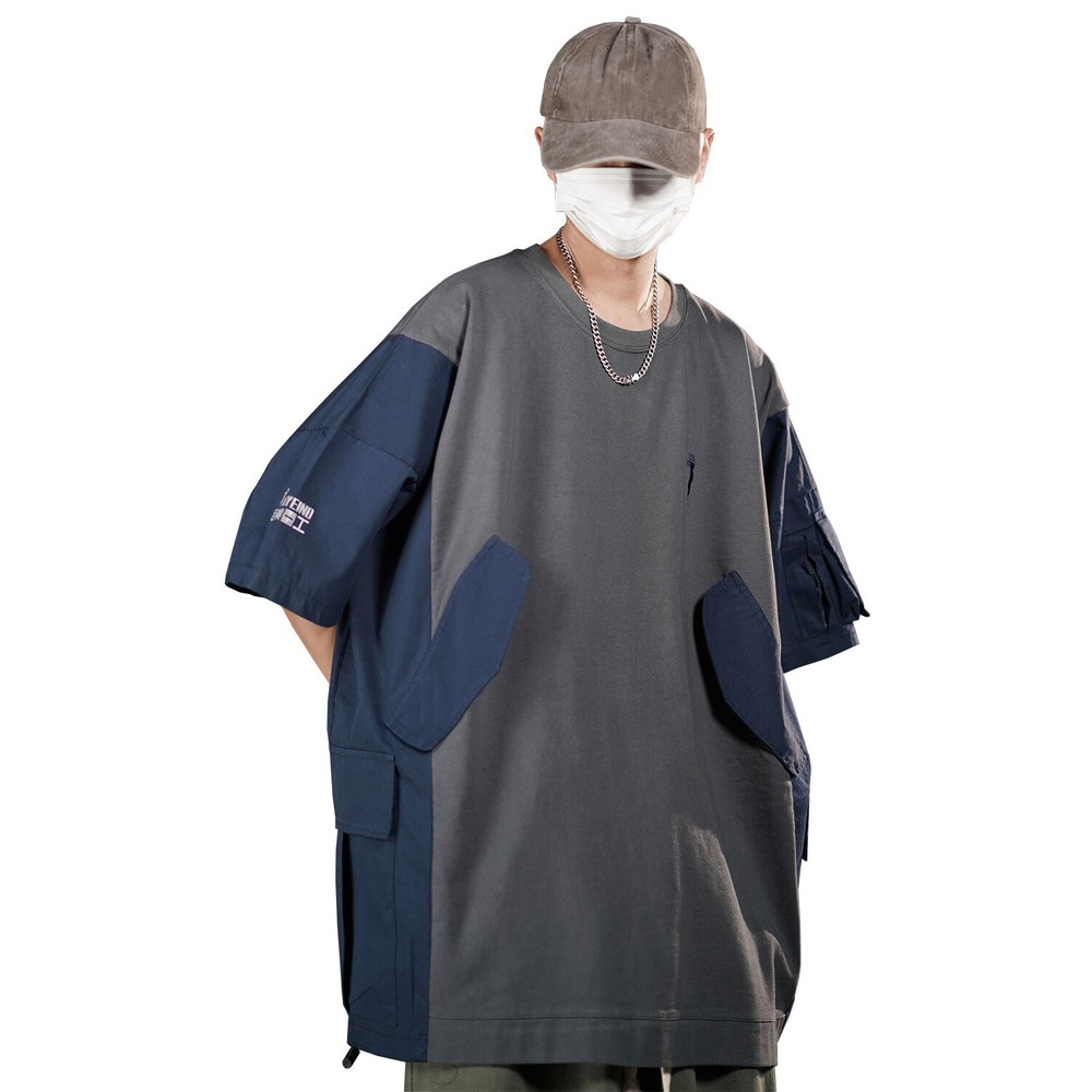 MFCT Men’s Patchwork I-tech Tee Pocket Streetwear Cargo T-shirt