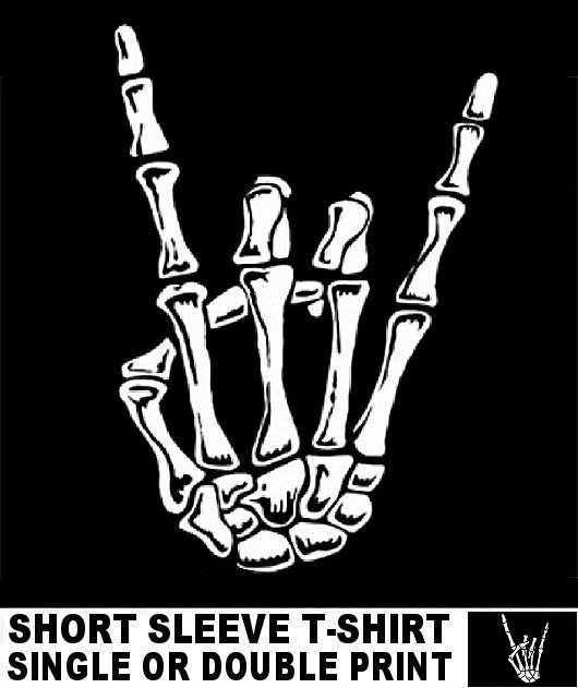 Skeleton Hand Rock And Roll Symbol Salute Devil Horns Metal Horns T-shirt WS9
