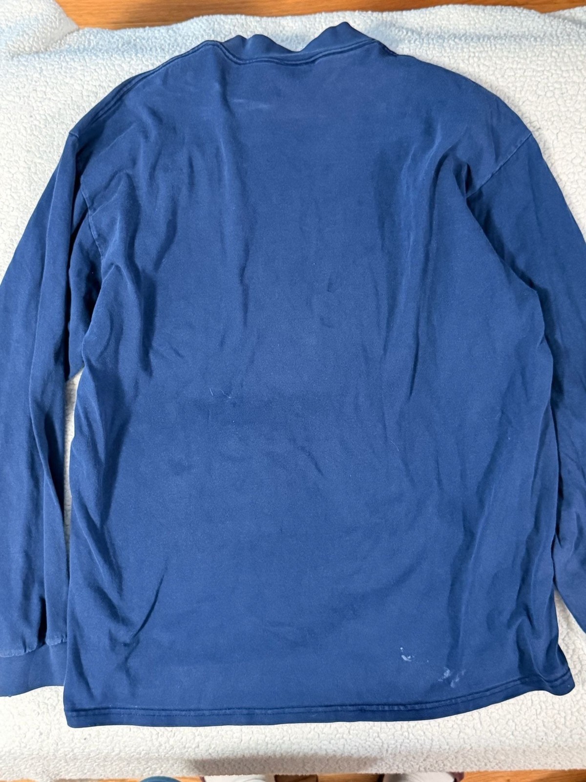 Vintage 90s Nike White Tag Navy Blue Mock Swoosh Long Sleeve Shirt gallery