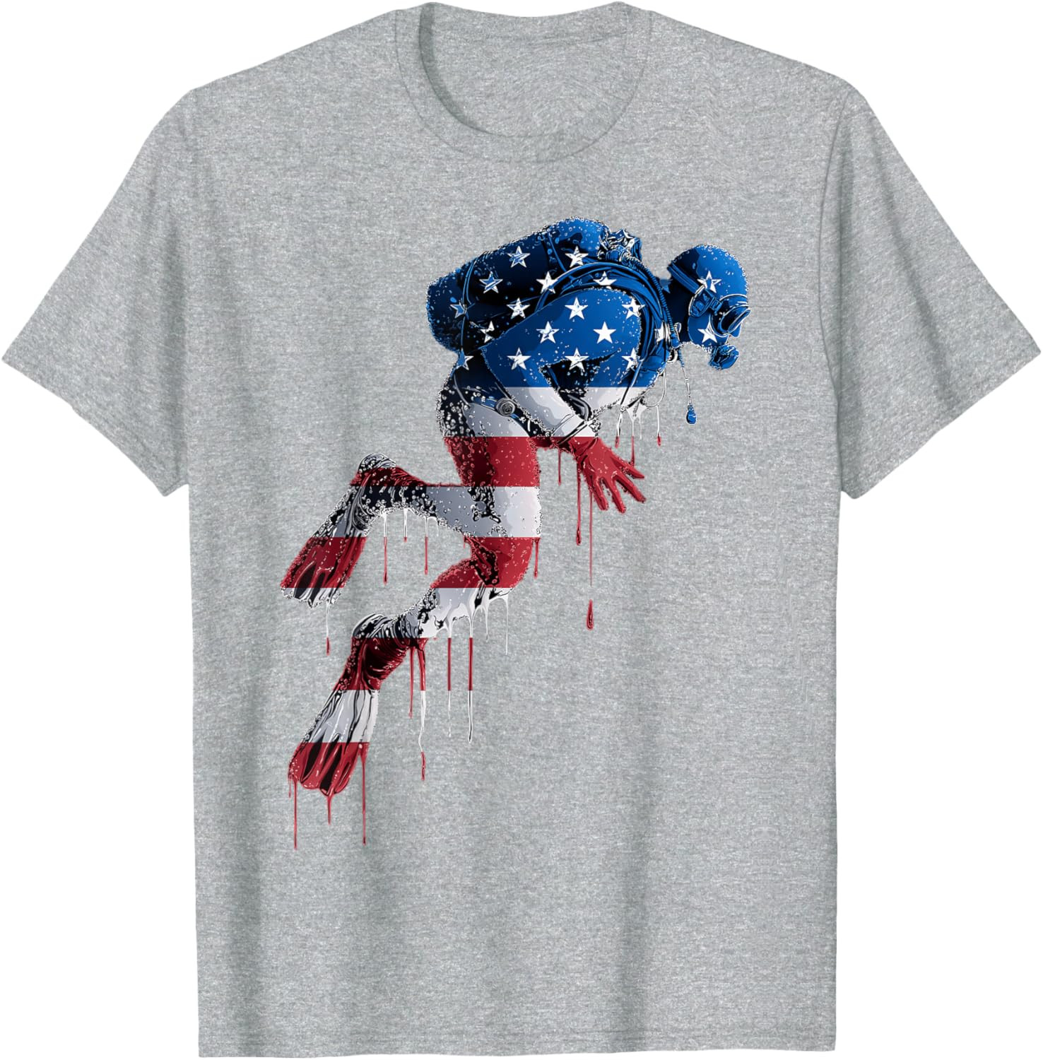 Scuba Diver Scuba Diving American Flag USA Drip Graffiti Unisex T-Shirt gallery