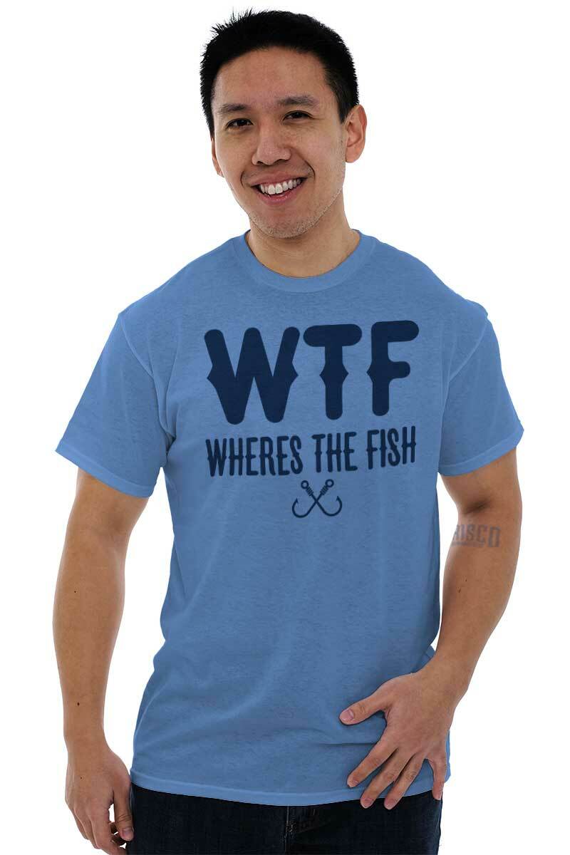 WTF Wheres The Fish Fishing Hobby Angler Gift Mens Casual Crewneck T Shirts Tees gallery