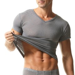 Sexy Ultra-thin Men’s Undershirts Casual Short Sleeve Basic Daily T-shirts Tops