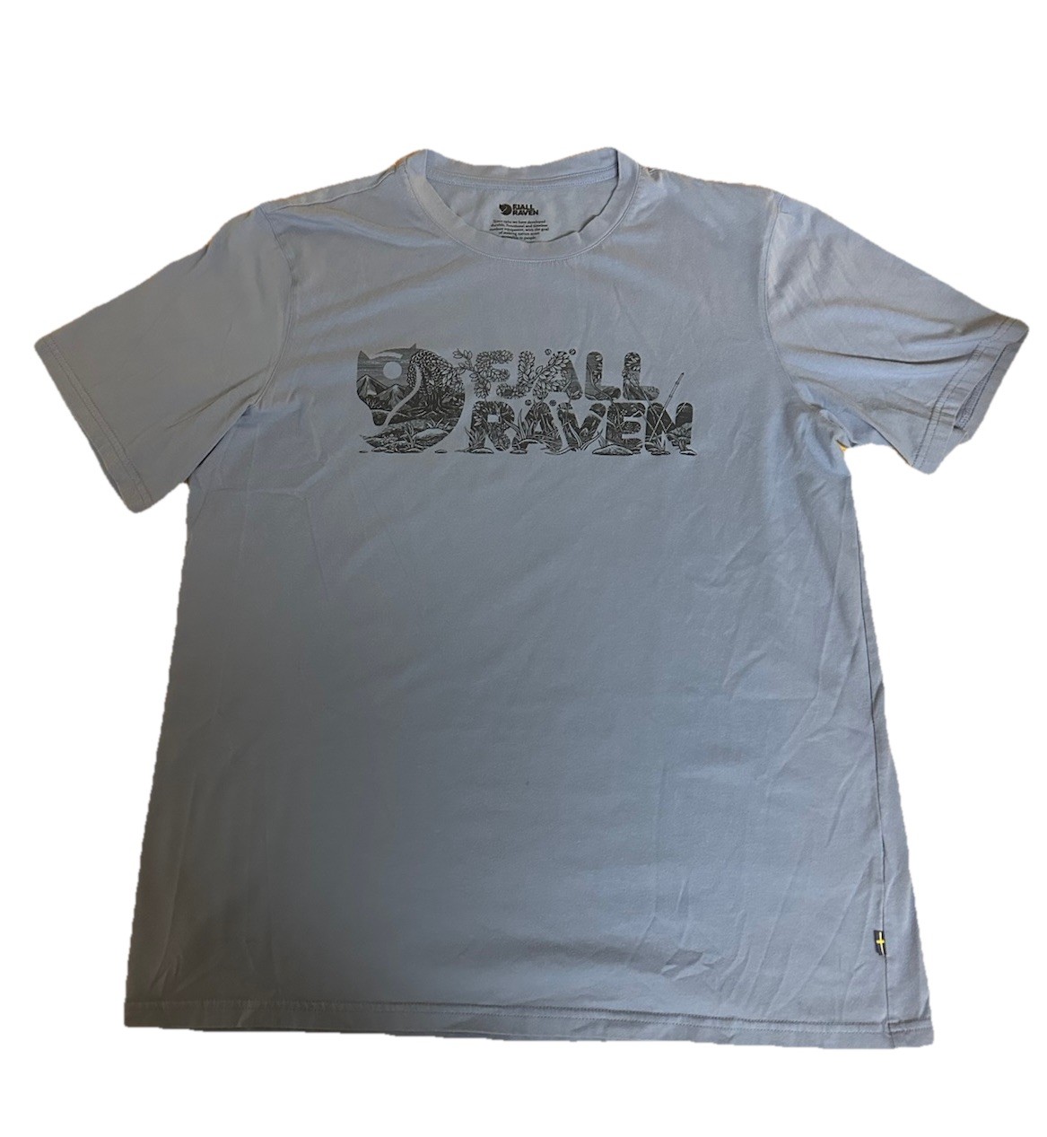 Fjallraven Men’s Sz Large Blue Lush Logo Graphic T-shirt Tee Scandi Gorpcore